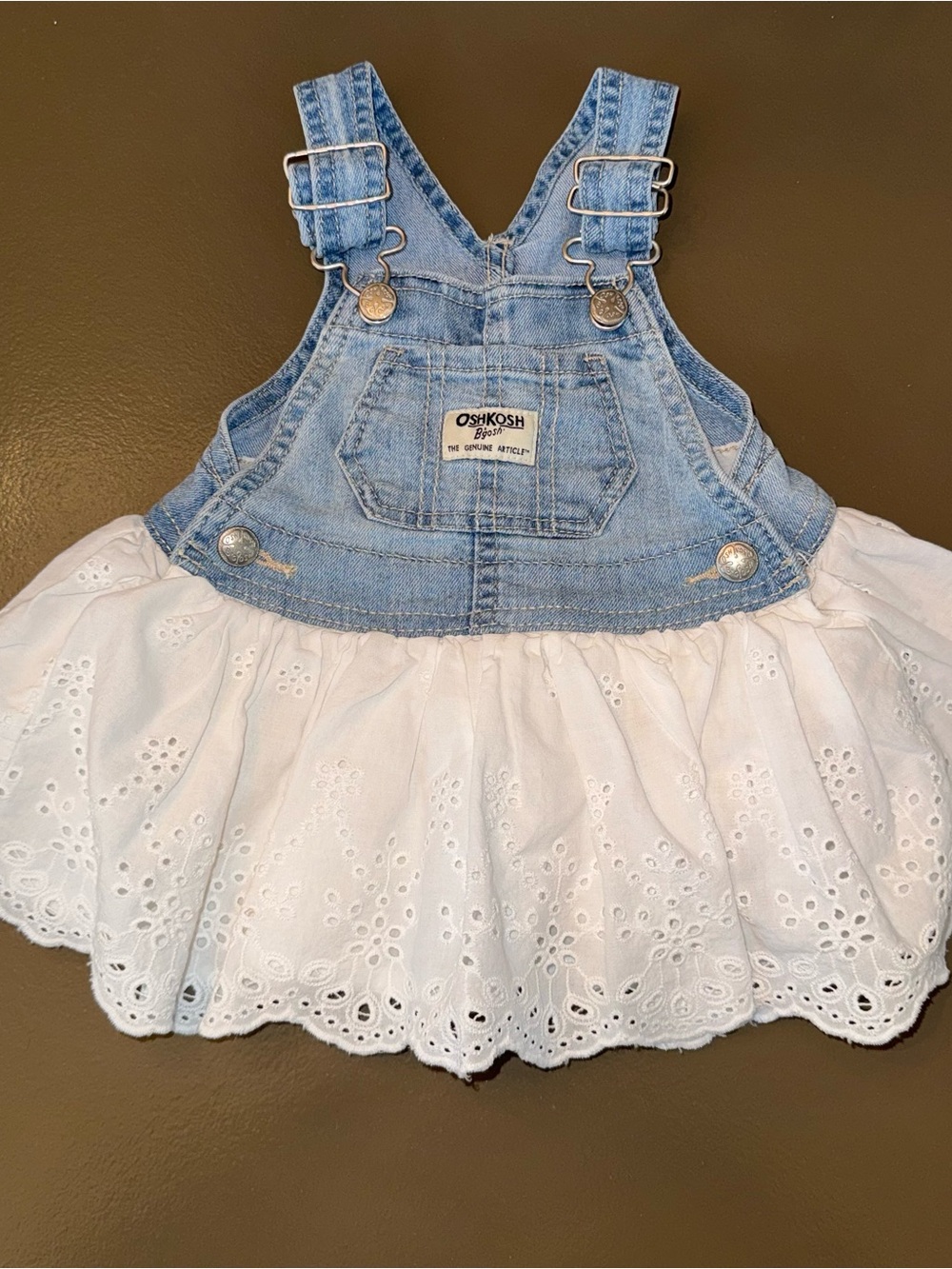 OshKosh B'gosh Light Denim & White Eyelet Skirt Overall Dress for Kids